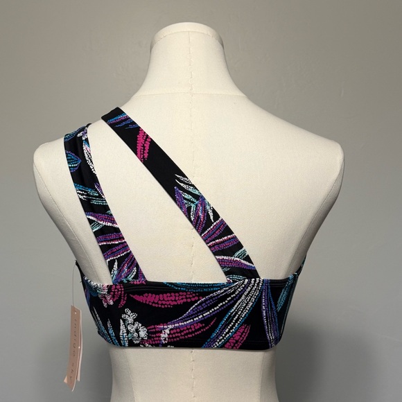 💜 Indigo Sky One Shoulder Sports Bra Keyhole Front Size Small New - Picture 2 of 5